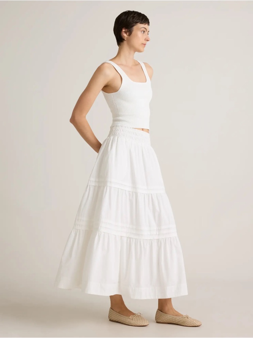 Quince White Tiered Maxi Skirt with Smocked Waist - Picture 5 of 5